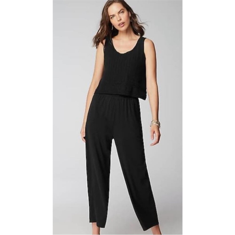 J. Jill Black Sleeveless Scoop-Neck Jumpsuit
